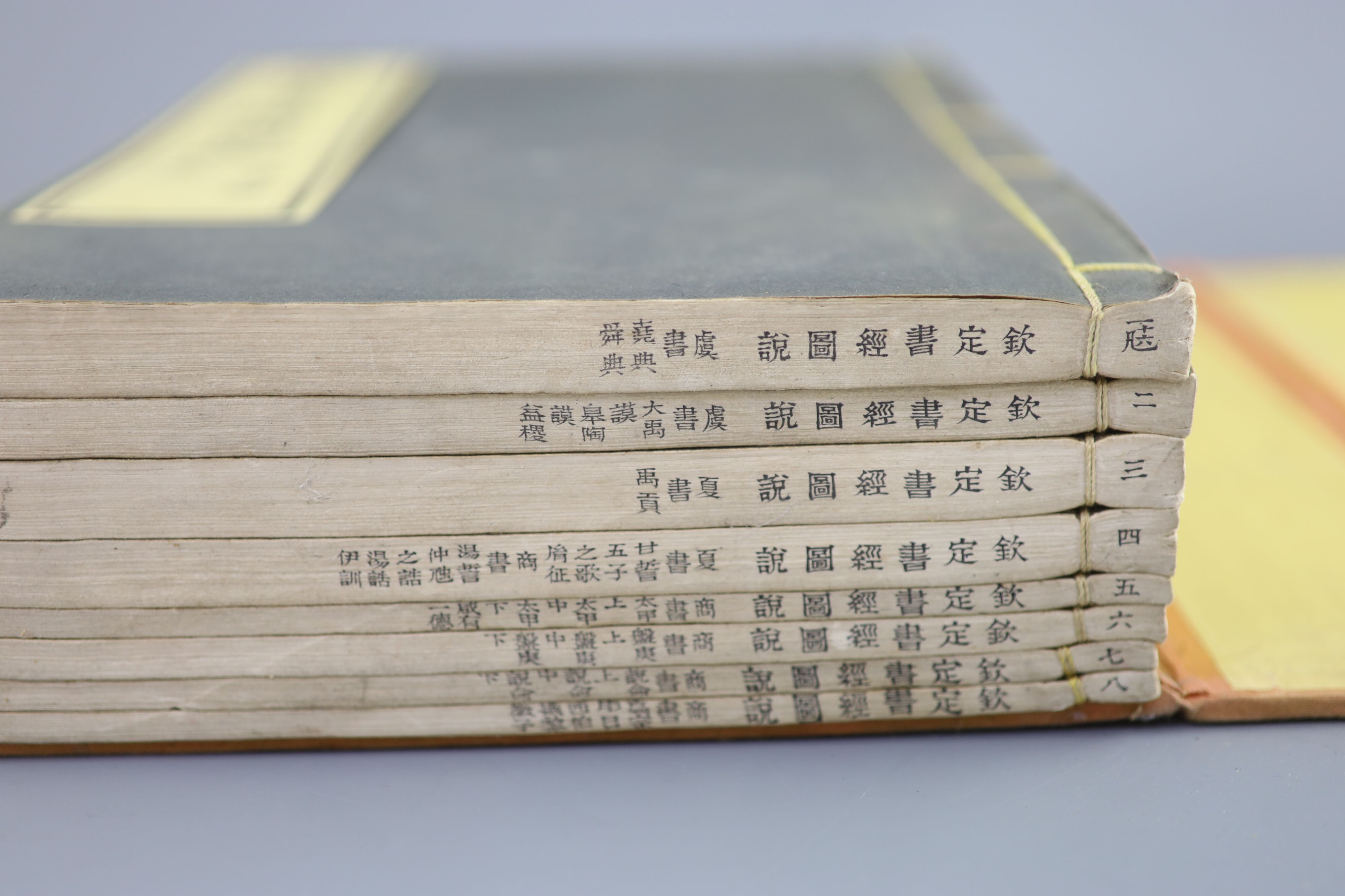 Rare Chinese book, Imperial Edition of the Illustrated Book of Documents Qinding shujing tushuo, Provenance - A. T. Arber-Cooke